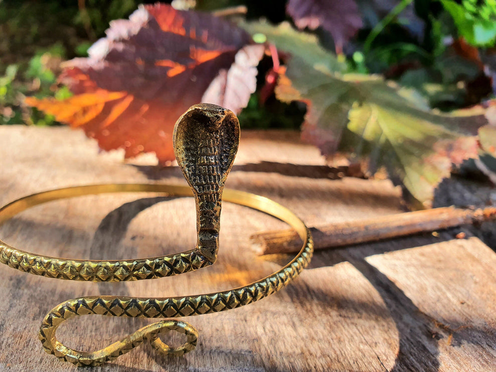 Snake Arm Bracelet / Brass / Boho / Tribal / Spiral / Bangle/ Ethnic / Rustic / Bohemian / Hippie / Body jewellery / Psy / Adjustable