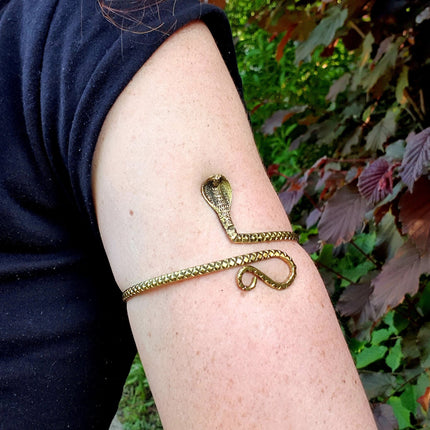 Snake Arm Bracelet / Brass / Boho / Tribal / Spiral / Bangle/ Ethnic / Rustic / Bohemian / Hippie / Body jewellery / Psy / Adjustable