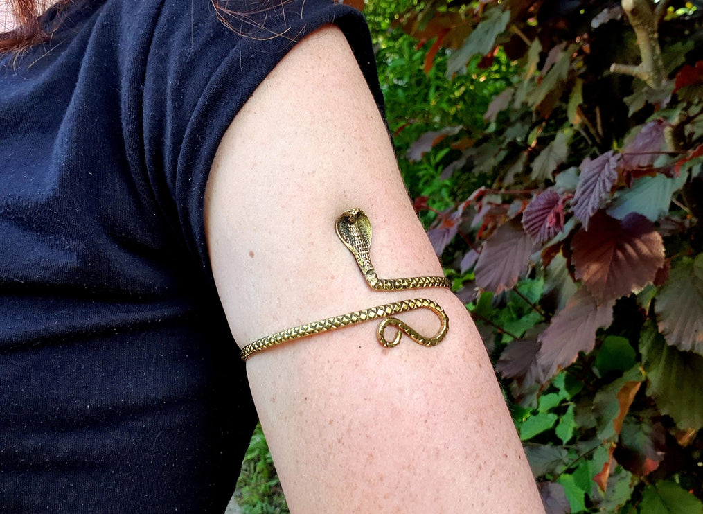 Snake Arm Bracelet / Brass / Boho / Tribal / Spiral / Bangle/ Ethnic / Rustic / Bohemian / Hippie / Body jewellery / Psy / Adjustable