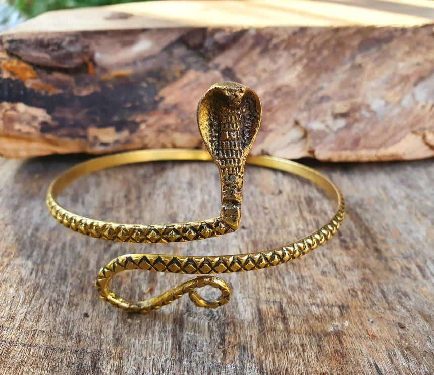 Snake Arm Bracelet / Brass / Boho / Tribal / Spiral / Bangle/ Ethnic / Rustic / Bohemian / Hippie / Body jewellery / Psy / Adjustable