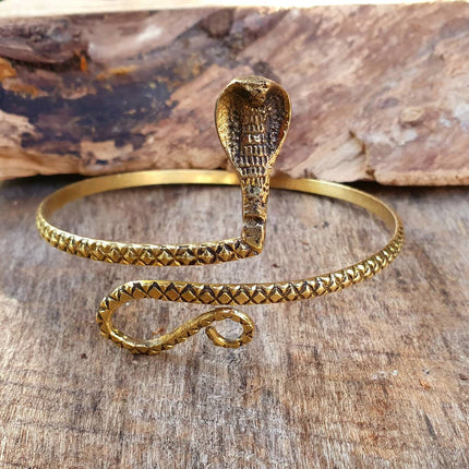 Snake Arm Bracelet / Brass / Boho / Tribal / Spiral / Bangle/ Ethnic / Rustic / Bohemian / Hippie / Body jewellery / Psy / Adjustable