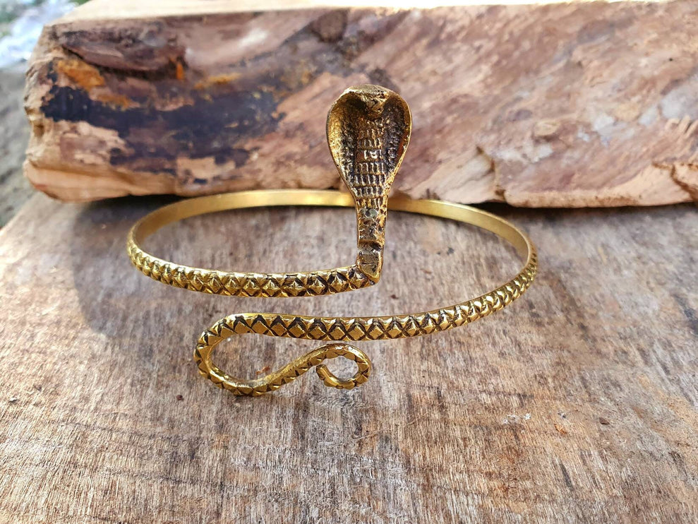 Snake Arm Bracelet / Brass / Boho / Tribal / Spiral / Bangle/ Ethnic / Rustic / Bohemian / Hippie / Body jewellery / Psy / Adjustable