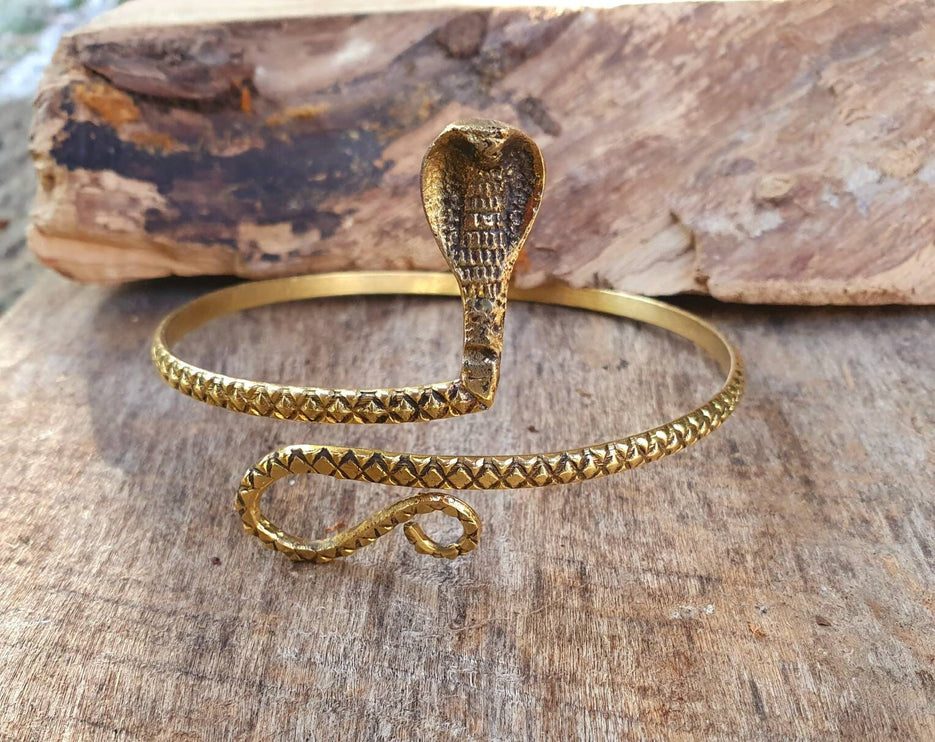 Snake Arm Bracelet / Brass / Boho / Tribal / Spiral / Bangle/ Ethnic / Rustic / Bohemian / Hippie / Body jewellery / Psy / Adjustable