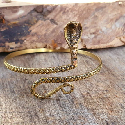 Snake Arm Bracelet / Brass / Boho / Tribal / Spiral / Bangle/ Ethnic / Rustic / Bohemian / Hippie / Body jewellery / Psy / Adjustable