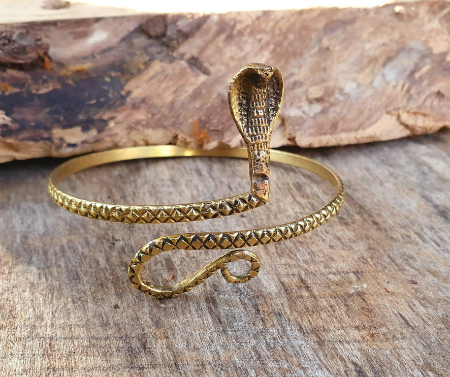 Snake Arm Bracelet / Brass / Boho / Tribal / Spiral / Bangle/ Ethnic / Rustic / Bohemian / Hippie / Body jewellery / Psy / Adjustable