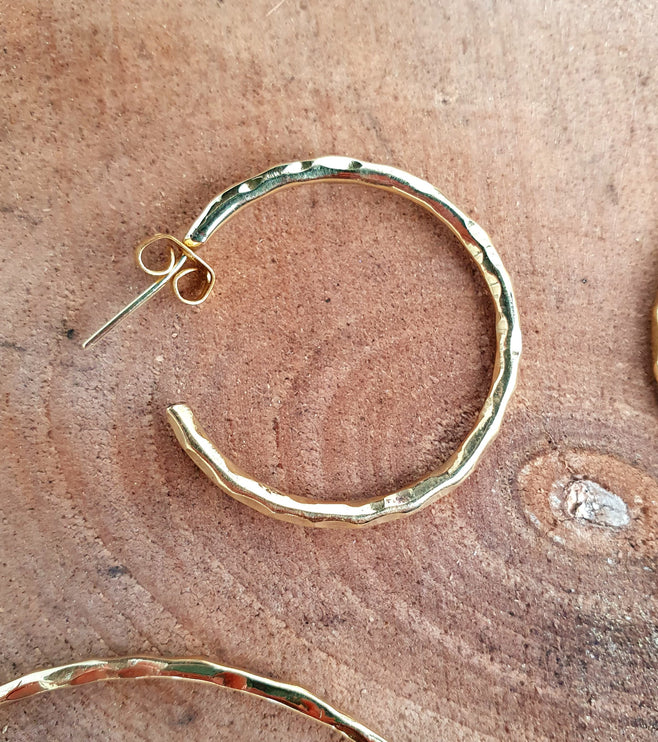 Elegant Gold Hoops / Hammered / Brass Hoops / Ethnic Boho Classic XL Bohemian Marriage Bridal Jewelry Hippie Hiphop Festival