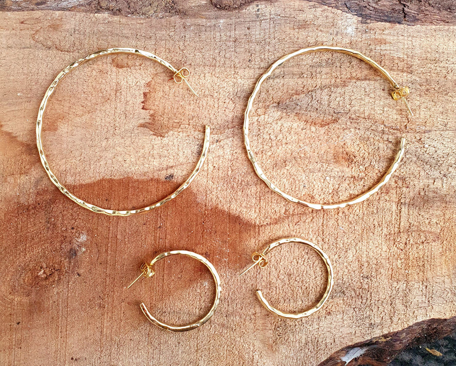 Elegant Gold Hoops / Hammered / Brass Hoops / Ethnic Boho Classic XL Bohemian Marriage Bridal Jewelry Hippie Hiphop Festival