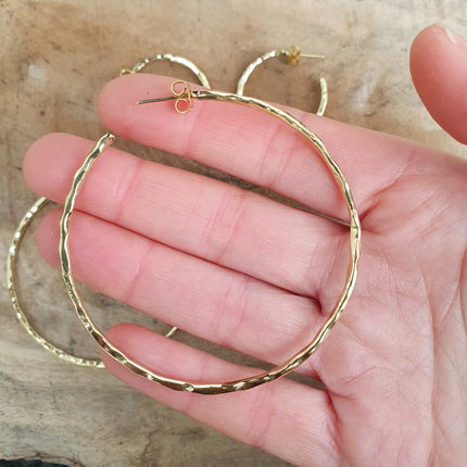 Elegant Gold Hoops / Hammered / Brass Hoops / Ethnic Boho Classic XL Bohemian Marriage Bridal Jewelry Hippie Hiphop Festival