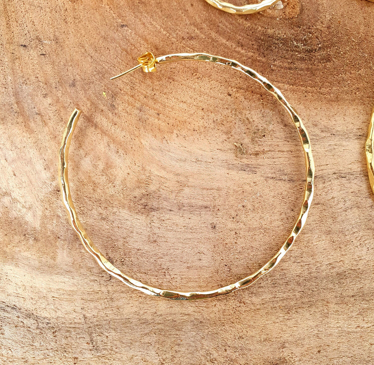 Elegant Gold Hoops / Hammered / Brass Hoops / Ethnic Boho Classic XL Bohemian Marriage Bridal Jewelry Hippie Hiphop Festival