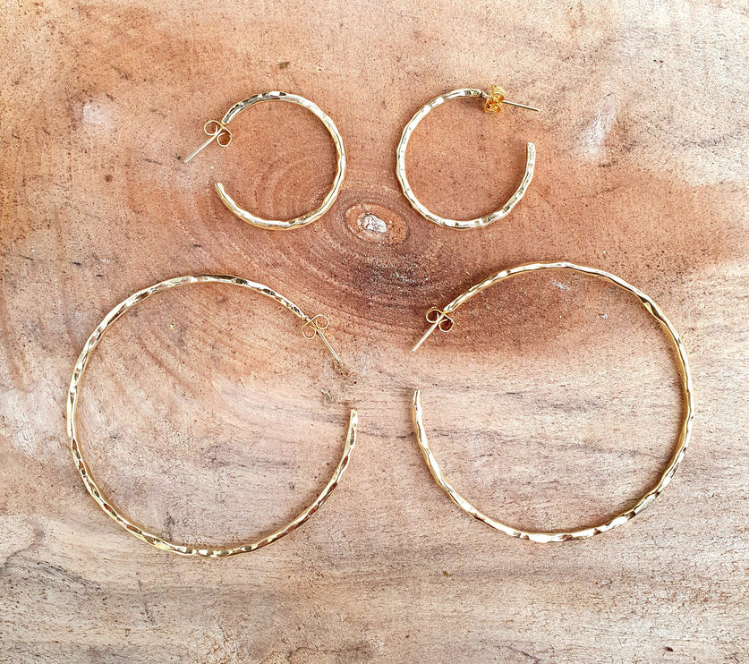 Elegant Gold Hoops / Hammered / Brass Hoops / Ethnic Boho Classic XL Bohemian Marriage Bridal Jewelry Hippie Hiphop Festival