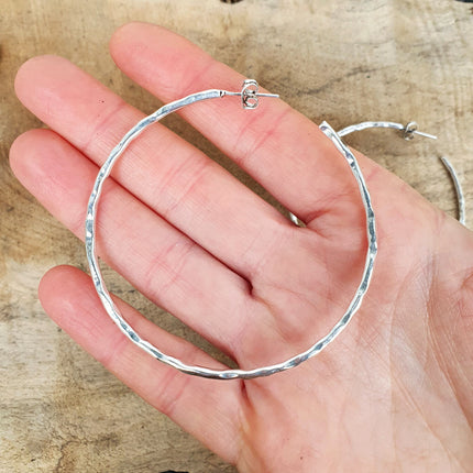 Elegant Silver Hoops / Hammered / Silver Hoops / Ethnic Boho Classic XL Bohemian Marriage Bridal Jewelry Hippie Hiphop Festival