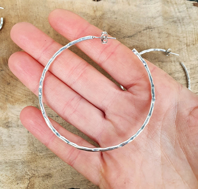 Elegant Silver Hoops / Hammered / Silver Hoops / Ethnic Boho Classic XL Bohemian Marriage Bridal Jewelry Hippie Hiphop Festival