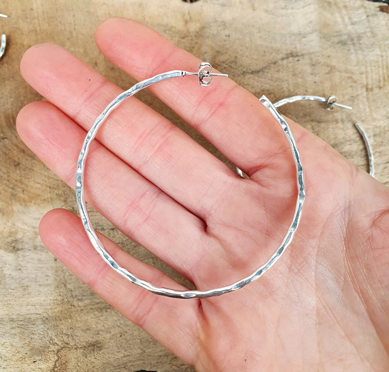 Elegant Silver Hoops / Hammered / Silver Hoops / Ethnic Boho Classic XL Bohemian Marriage Bridal Jewelry Hippie Hiphop Festival