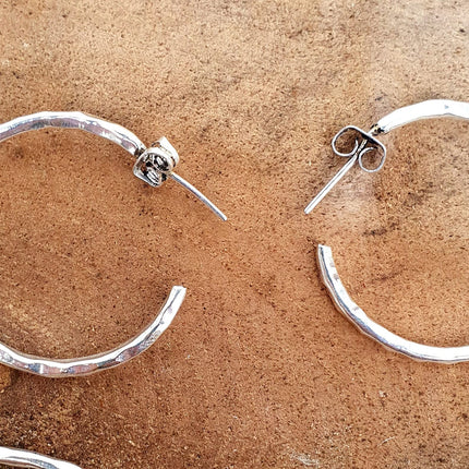 Elegant Silver Hoops / Hammered / Silver Hoops / Ethnic Boho Classic XL Bohemian Marriage Bridal Jewelry Hippie Hiphop Festival