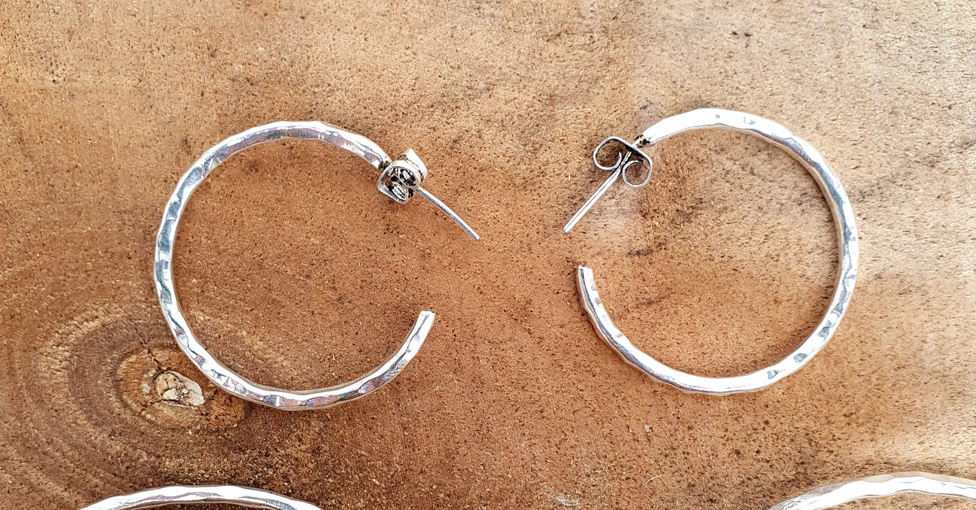 Elegant Silver Hoops / Hammered / Silver Hoops / Ethnic Boho Classic XL Bohemian Marriage Bridal Jewelry Hippie Hiphop Festival