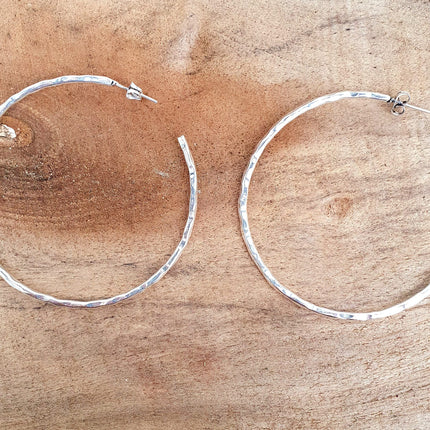 Elegant Silver Hoops / Hammered / Silver Hoops / Ethnic Boho Classic XL Bohemian Marriage Bridal Jewelry Hippie Hiphop Festival