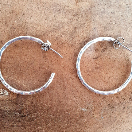 Elegant Silver Hoops / Hammered / Silver Hoops / Ethnic Boho Classic XL Bohemian Marriage Bridal Jewelry Hippie Hiphop Festival