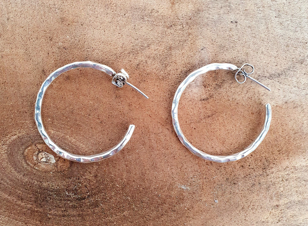 Elegant Silver Hoops / Hammered / Silver Hoops / Ethnic Boho Classic XL Bohemian Marriage Bridal Jewelry Hippie Hiphop Festival