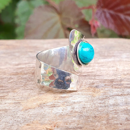 Ethnic style Silver & Turquoise Ring / Adjustable / Boho / Bohemian / Psy / Rustic / Tribal / Gypsy / Festival / Healing / Festival