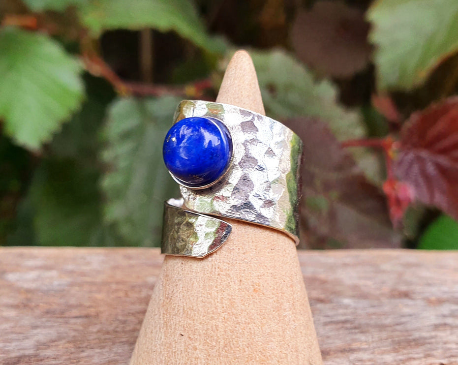 Silver Lapis Lazuli Ring / Adjustable / Gift for Her / Boho / Bohemian / Psy / Rustic / Tribal / Gypsy / Festival / Healing / Festival