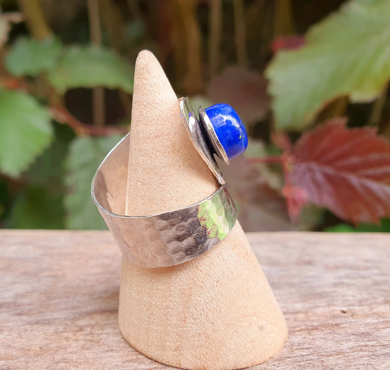 Silver Lapis Lazuli Ring / Adjustable / Gift for Her / Boho / Bohemian / Psy / Rustic / Tribal / Gypsy / Festival / Healing / Festival