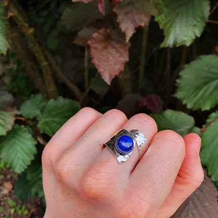 Silver Lapis Lazuli Ring / Adjustable / Gift for Her / Boho / Bohemian / Psy / Rustic / Tribal / Gypsy / Festival / Healing / Festival