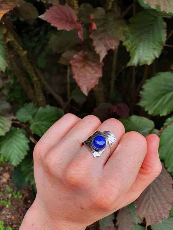 Silver Lapis Lazuli Ring / Adjustable / Gift for Her / Boho / Bohemian / Psy / Rustic / Tribal / Gypsy / Festival / Healing / Festival