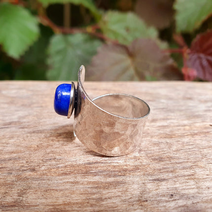 Silver Lapis Lazuli Ring / Adjustable / Gift for Her / Boho / Bohemian / Psy / Rustic / Tribal / Gypsy / Festival / Healing / Festival