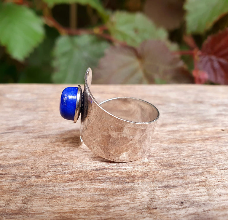 Silver Lapis Lazuli Ring / Adjustable / Gift for Her / Boho / Bohemian / Psy / Rustic / Tribal / Gypsy / Festival / Healing / Festival