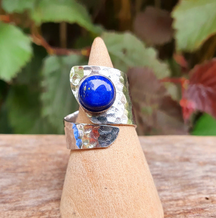 Silver Lapis Lazuli Ring / Adjustable / Gift for Her / Boho / Bohemian / Psy / Rustic / Tribal / Gypsy / Festival / Healing / Festival