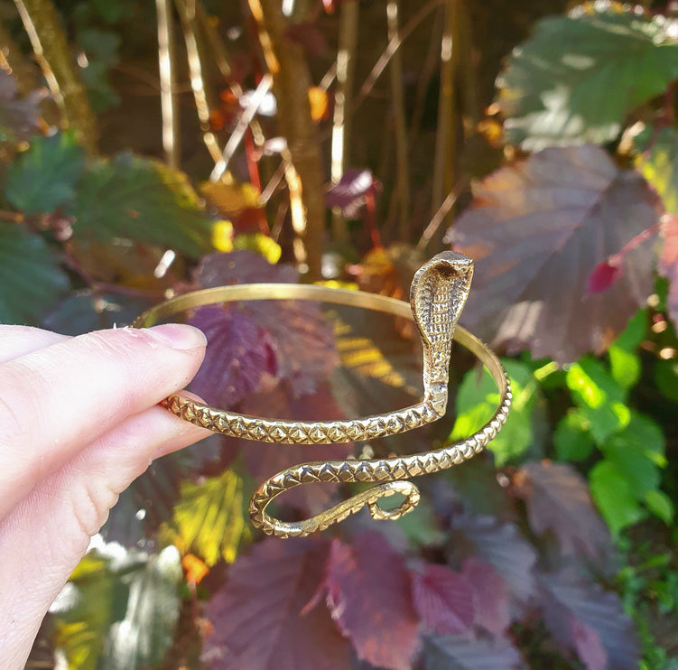 Snake Arm Bracelet / Brass / Boho / Tribal / Spiral / Bangle/ Ethnic / Rustic / Bohemian / Hippie / Body jewellery / Psy / Adjustable