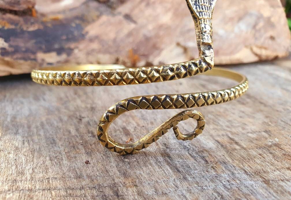 Snake Arm Bracelet / Brass / Boho / Tribal / Spiral / Bangle/ Ethnic / Rustic / Bohemian / Hippie / Body jewellery / Psy / Adjustable