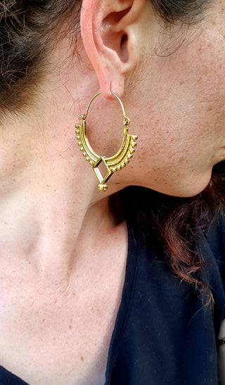 Silver Afghani Hoop Earrings; Ethnic, Geometric, Small, Rustic, Yoga, Hippie, Gypsy, Pretty, Ssy, Boho, Bohemian, Festival