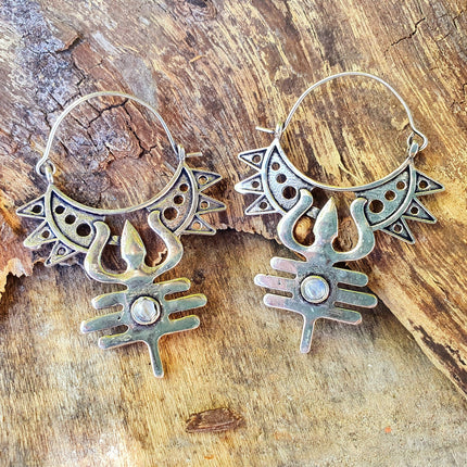 Inca Labradorite Silver Earrings Ethnic, Aztèque, rustic, yoga, talisman, gypsy, pretty, psy, boho, bohemian, festival