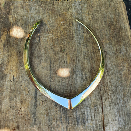 Golden Choker Brass Necklace / Classic Design / Rustic / Gypsy / Lightweight / Boho / Tribal / Hippie / Rustic / Vegan / Aztec