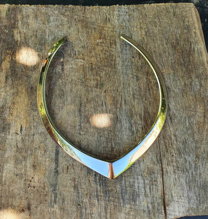 Golden Choker Brass Necklace / Classic Design / Rustic / Gypsy / Lightweight / Boho / Tribal / Hippie / Rustic / Vegan / Aztec