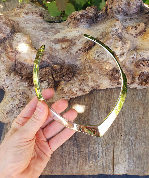 Golden Choker Brass Necklace / Classic Design / Rustic / Gypsy / Lightweight / Boho / Tribal / Hippie / Rustic / Vegan / Aztec
