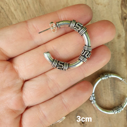 Silver Tribal Hoop Earrings / Ethnic / Rustic / Bohemian / Gold / Gypsy / Spiral / Hippie / Chunky / Festival / style