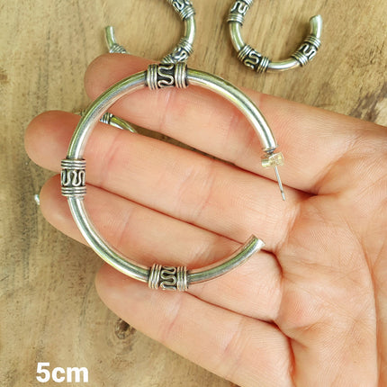 Silver Tribal Hoop Earrings / Ethnic / Rustic / Bohemian / Gold / Gypsy / Spiral / Hippie / Chunky / Festival / style