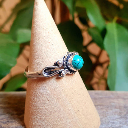 Bohemian Turquoise and Silver Ring / Blue / Hippie / Boho / Ethnic / Rustic / Tribal / Gypsy / Festival / Healing / Festival