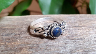 Ethnic style Silver & Lapis Lazuli Ring / Moon / Boho / Bohemian / Psy / Rustic / Tribal / Gypsy / Festival / Healing / Festival 