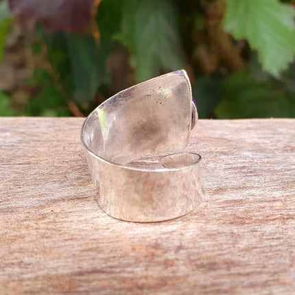 Ethnic style Silver & Amethyst Ring / Adjustable / Boho / Bohemian / Psy / Rustic / Tribal / Gypsy / Festival / Healing / Festival