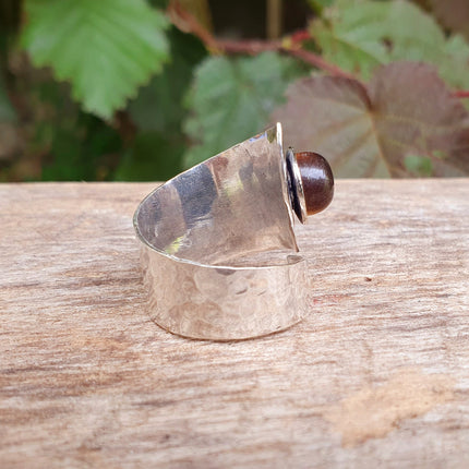 Silver Spiral Tiger Eye ring / Ajustable / Birthstone / Boho / Ethnic / Rustic / Tribal / Gypsy / Festival / Healing