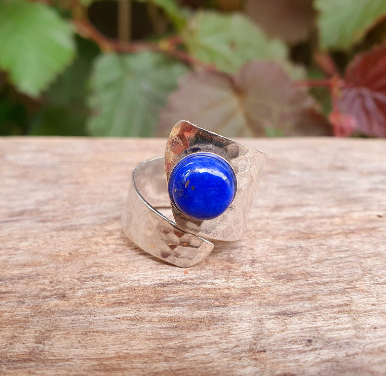 Silver Lapis Lazuli Ring / Adjustable / Gift for Her / Boho / Bohemian / Psy / Rustic / Tribal / Gypsy / Festival / Healing / Festival