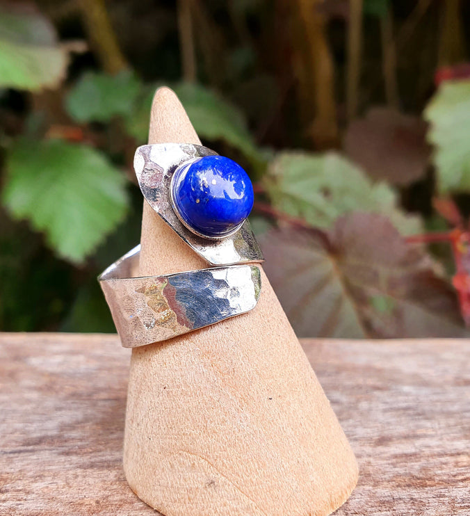 Silver Lapis Lazuli Ring / Adjustable / Gift for Her / Boho / Bohemian / Psy / Rustic / Tribal / Gypsy / Festival / Healing / Festival