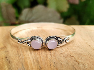 Rose Quartz Boho Bracelet / Bangle / Silver / Ethnic / Rustic / Bohemian / Hippie / Gypsy / Psy / Chic / Jewellery / Body / Adjustable