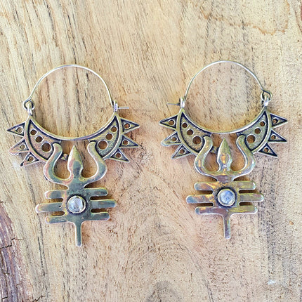 Inca Moonstone & Silver Earrings Ethnic, Aztèque, rustic, yoga, hippie, gypsy, pretty, psy, boho, bohemian, festival