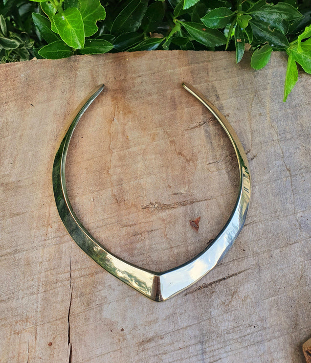 Golden Choker Brass Necklace / Classic Design / Rustic / Gypsy / Lightweight / Boho / Tribal / Hippie / Rustic / Vegan / Aztec