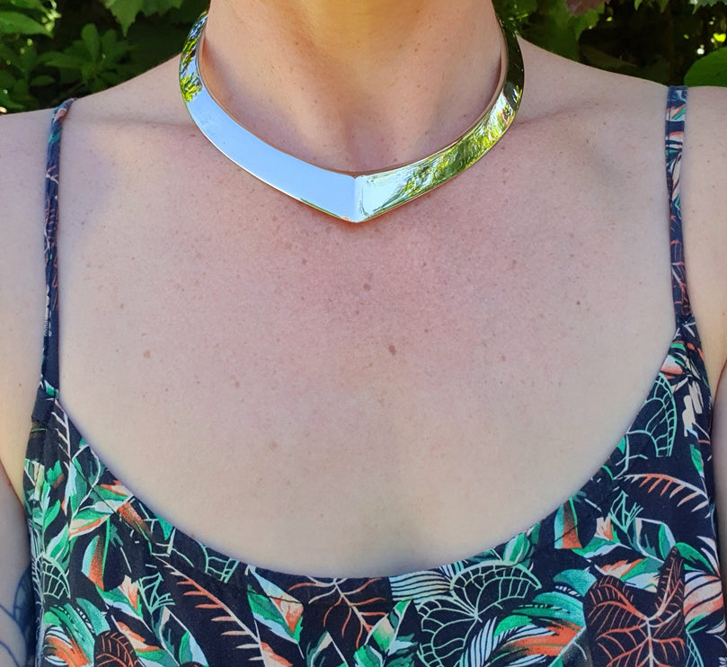 Silver Choker Necklace / Classic Design / Rustic / Gypsy / Lightweight / Boho / Tribal / Hippie / Rustic / Vegan / Aztec