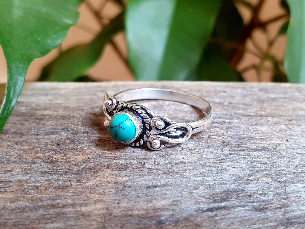 Bohemian Turquoise and Silver Ring / Blue / Hippie / Boho / Ethnic / Rustic / Tribal / Gypsy / Festival / Healing / Festival